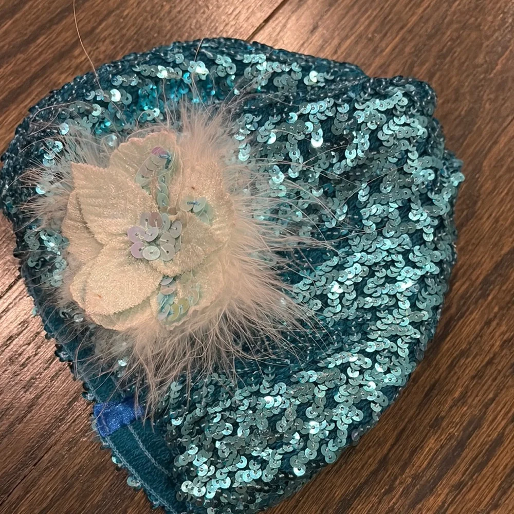 Kids Sequin Beret with Floral Accent